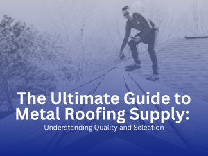 Professional roofer inspecting metal roofing materials during installation on a residential property