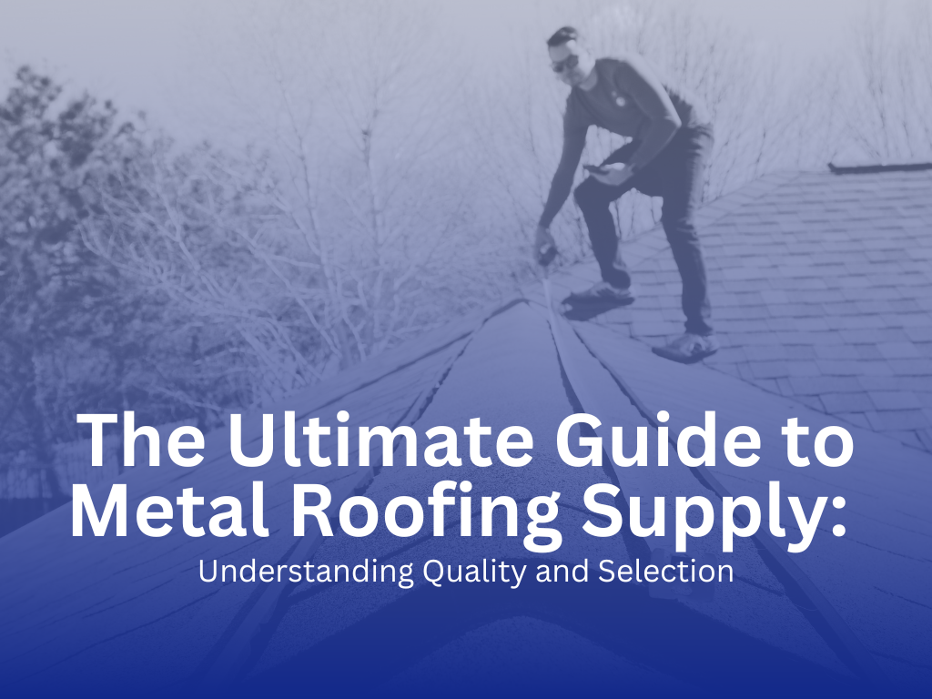 Professional roofer inspecting metal roofing materials during installation on a residential property